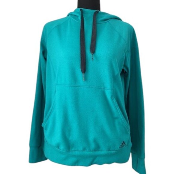 ADIDAS Microfleece Pullover Hoodie Teal XS - Picture 1 of 14
